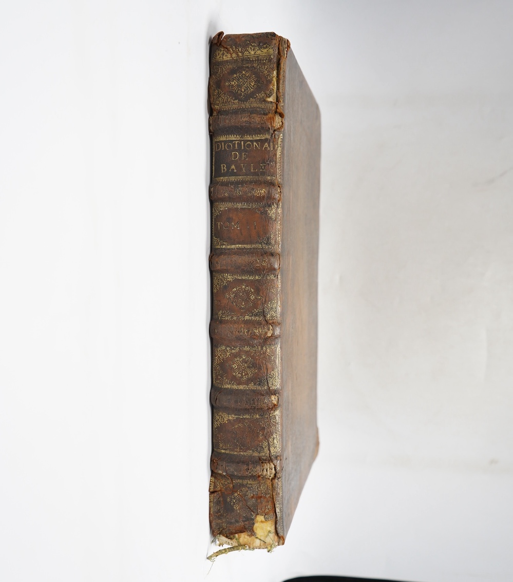 Bayle, Pierre - Dictionnaire Historique et Critique ... (mixed editions), 5 vols. contemp. calf, gilt decorated and panelled spines, folio. Amsterdam, 1734; sold with 3 vols. (ex. 8) of Moreri's Le Grand Dictionnaire His